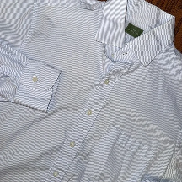 Sid Mashburn Long Sleeve Button Up Shirt Men's Small White Blue Striped Pocket - Picture 3 of 8